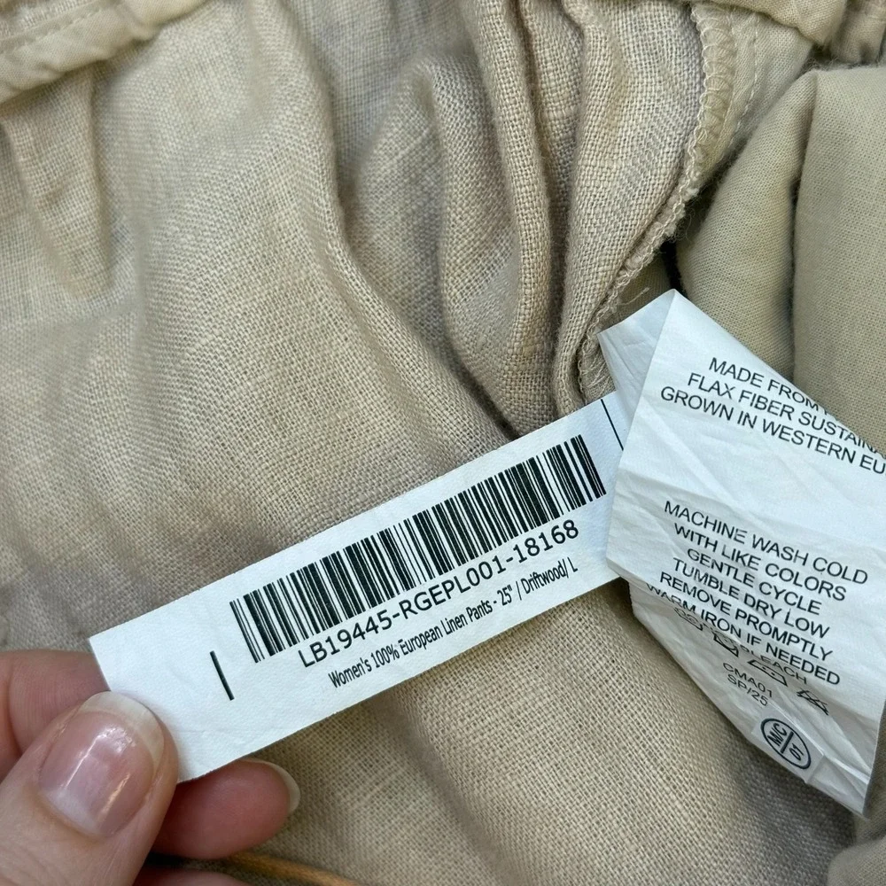 Quince Womens 100% European Linen Wide Leg Pants Driftwood Beige L 25in Inseam
